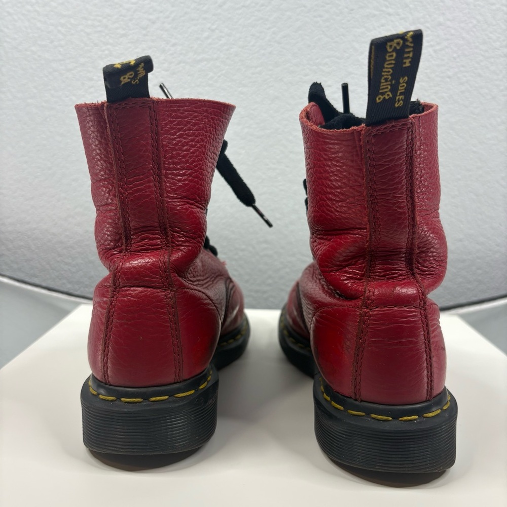 Doc Martens Red Leather Zippered Boots - Picture 8 of 11